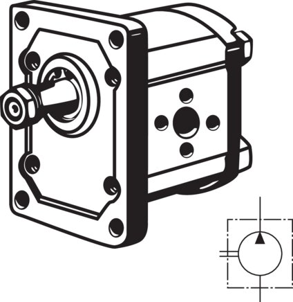 Voorbeeldig Afbeelding: Hydraulische tandwielpomp met Europese normflens (Pleysseyflens), bouwgrootte 2