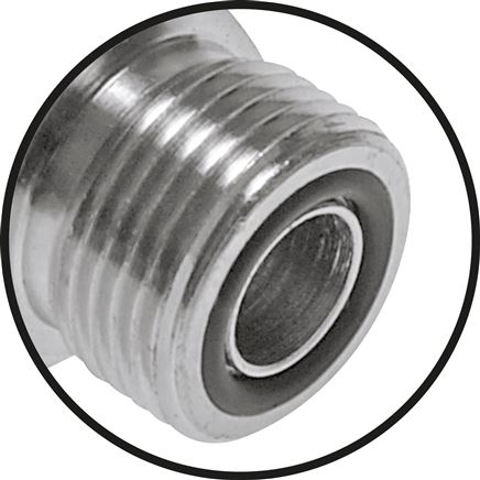 Detailweergave: Rechte ORFS-inschroefbare schroefverbinding met wartelmoer, (G-tap), staal verzinkt