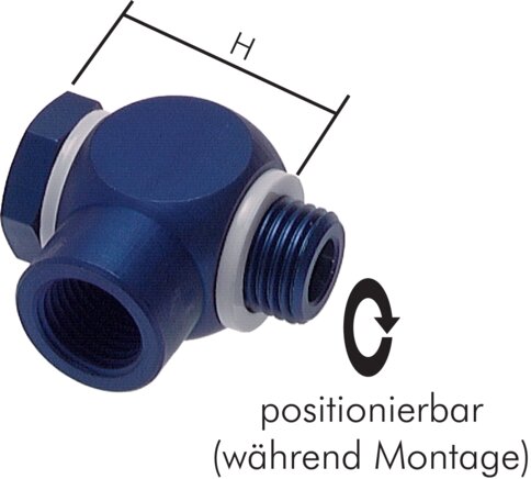 Voorbeeldig Afbeelding: Hoek-slangschroefverbinding met cilindrische binnenschroefdraad (holle schroef), aluminium